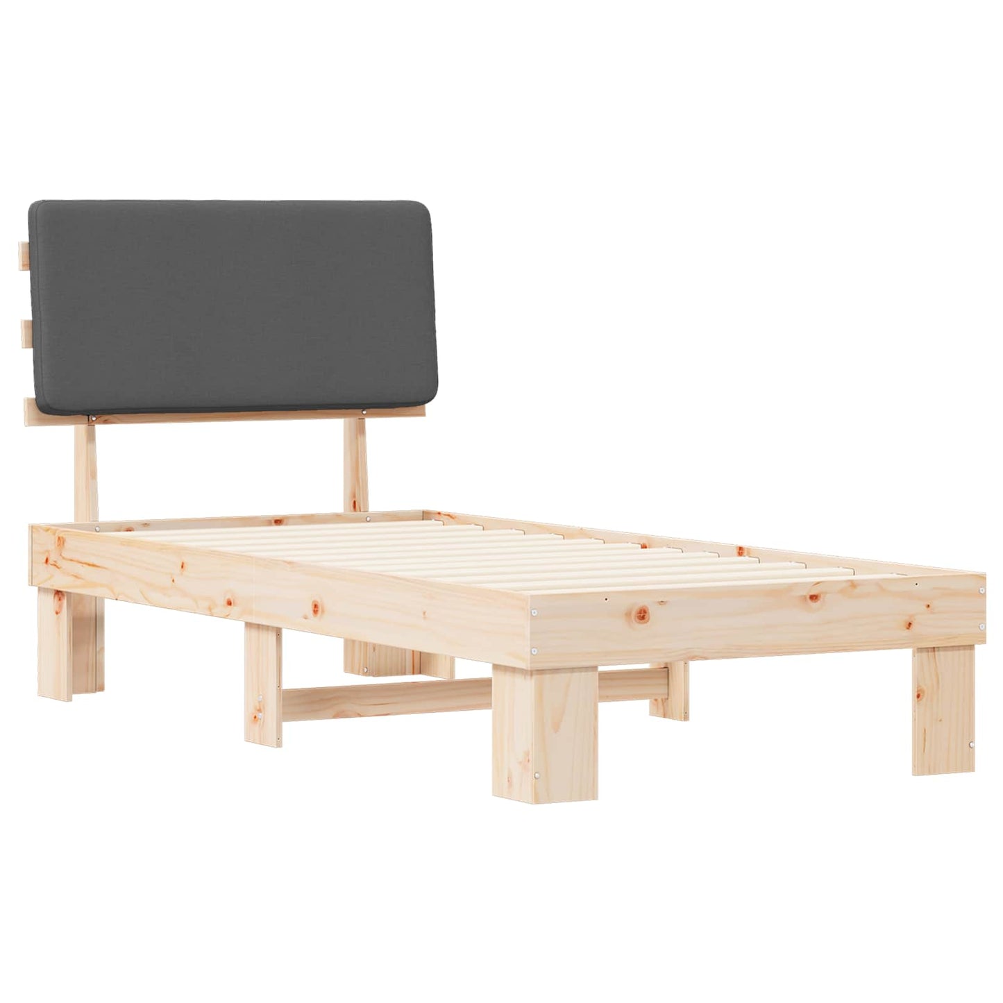 Letto con Testiera Rivestita Grigio scuro 80 x 200 cm