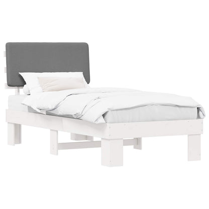 Letto con Testiera Rivestita Grigio chiaro 80 x 200 cm