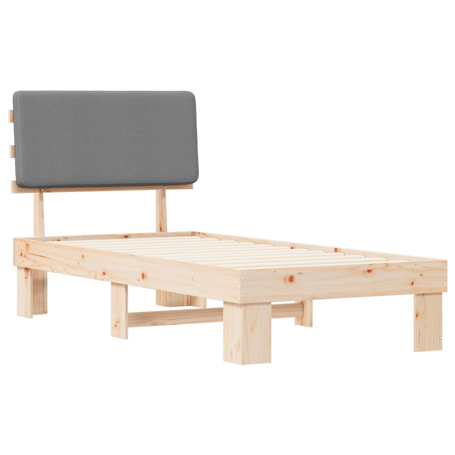 Letto con Testiera Rivestita Grigio chiaro 90 x 190 cm