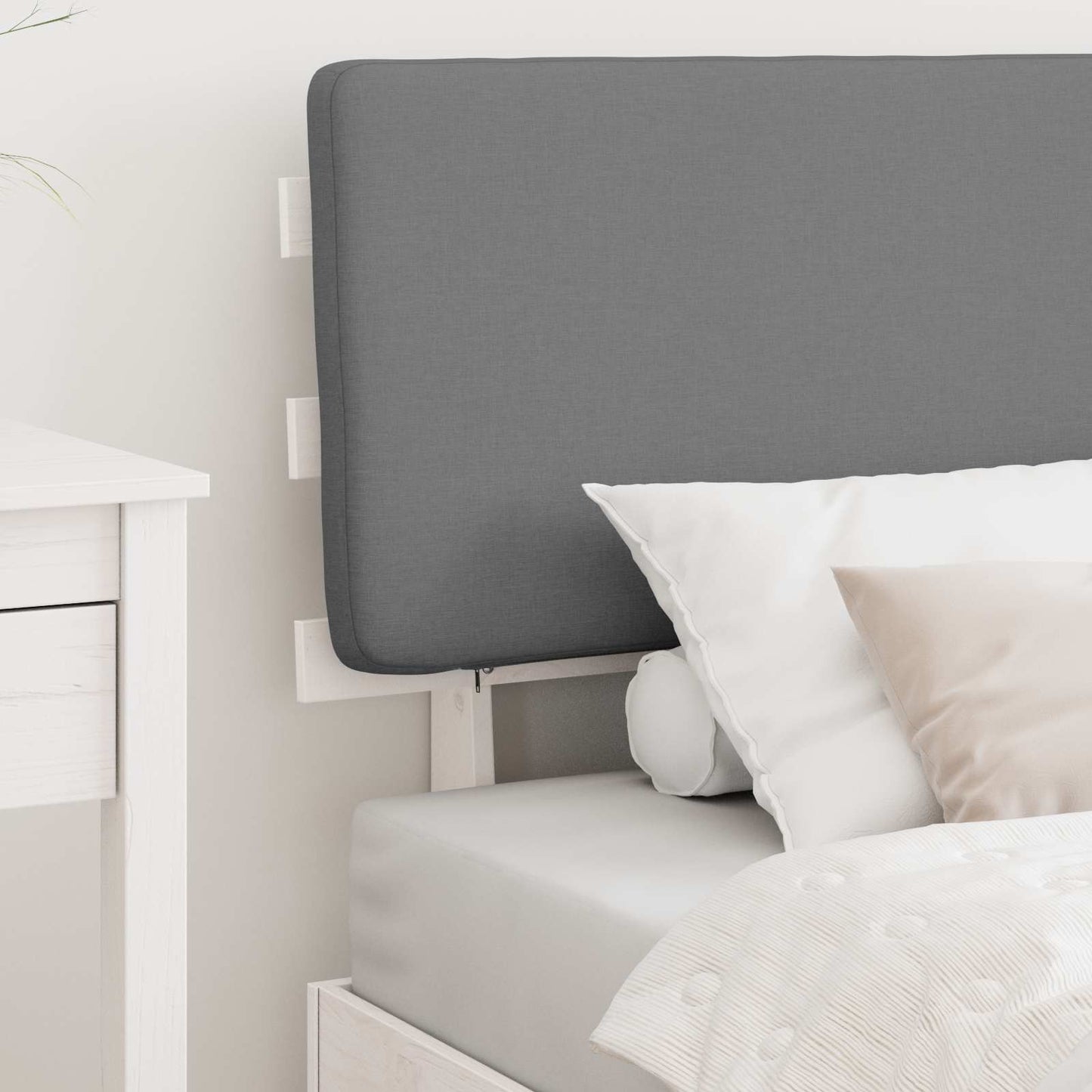 Letto con Testiera Rivestita Grigio chiaro 90 x 190 cm | homemem39