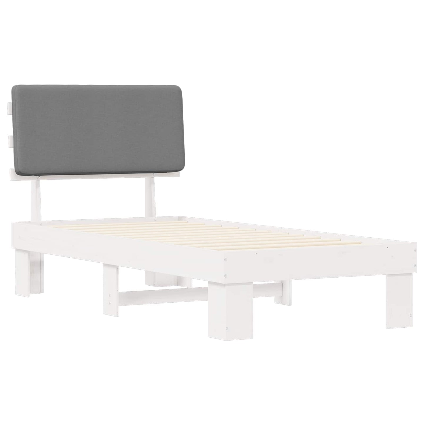 Letto con Testiera Rivestita Grigio chiaro 90 x 190 cm | homemem39