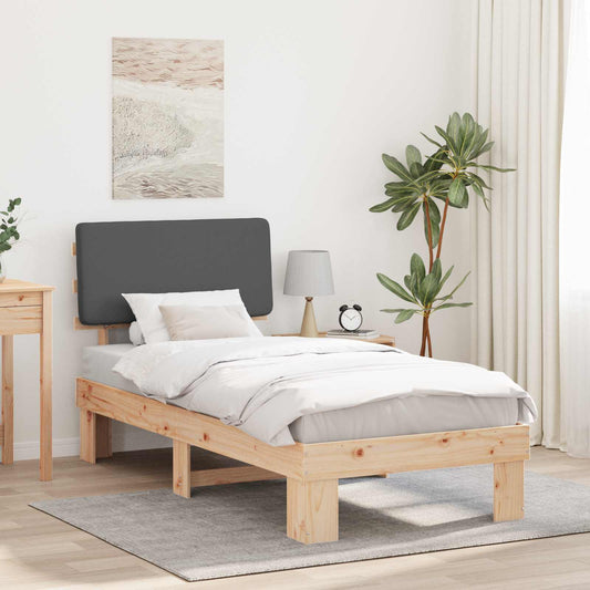 Letto con Testiera Rivestita Grigio scuro 75 x 190 cm