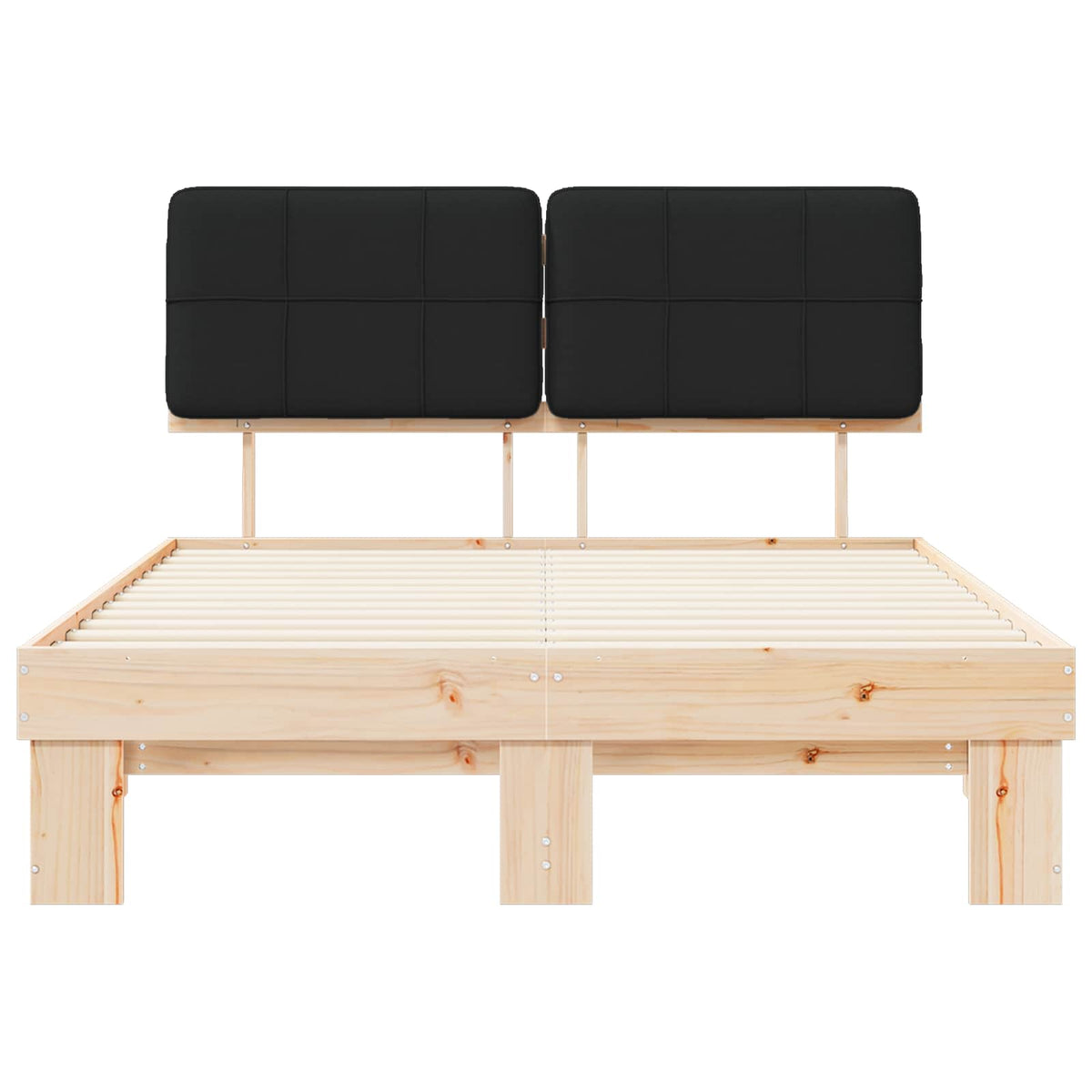 Letto con Testiera Rivestita Nero 160 x 200 cm Pino massello | homemem39