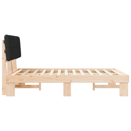 Letto con Testiera Rivestita Nero 160 x 200 cm Pino massello | homemem39