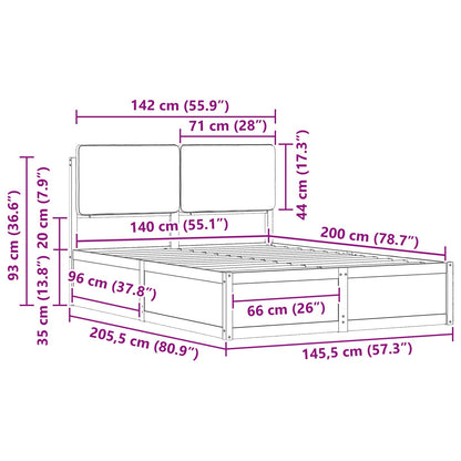 Letto con Testiera Rivestita Grigio chiaro 90 x 200 cm