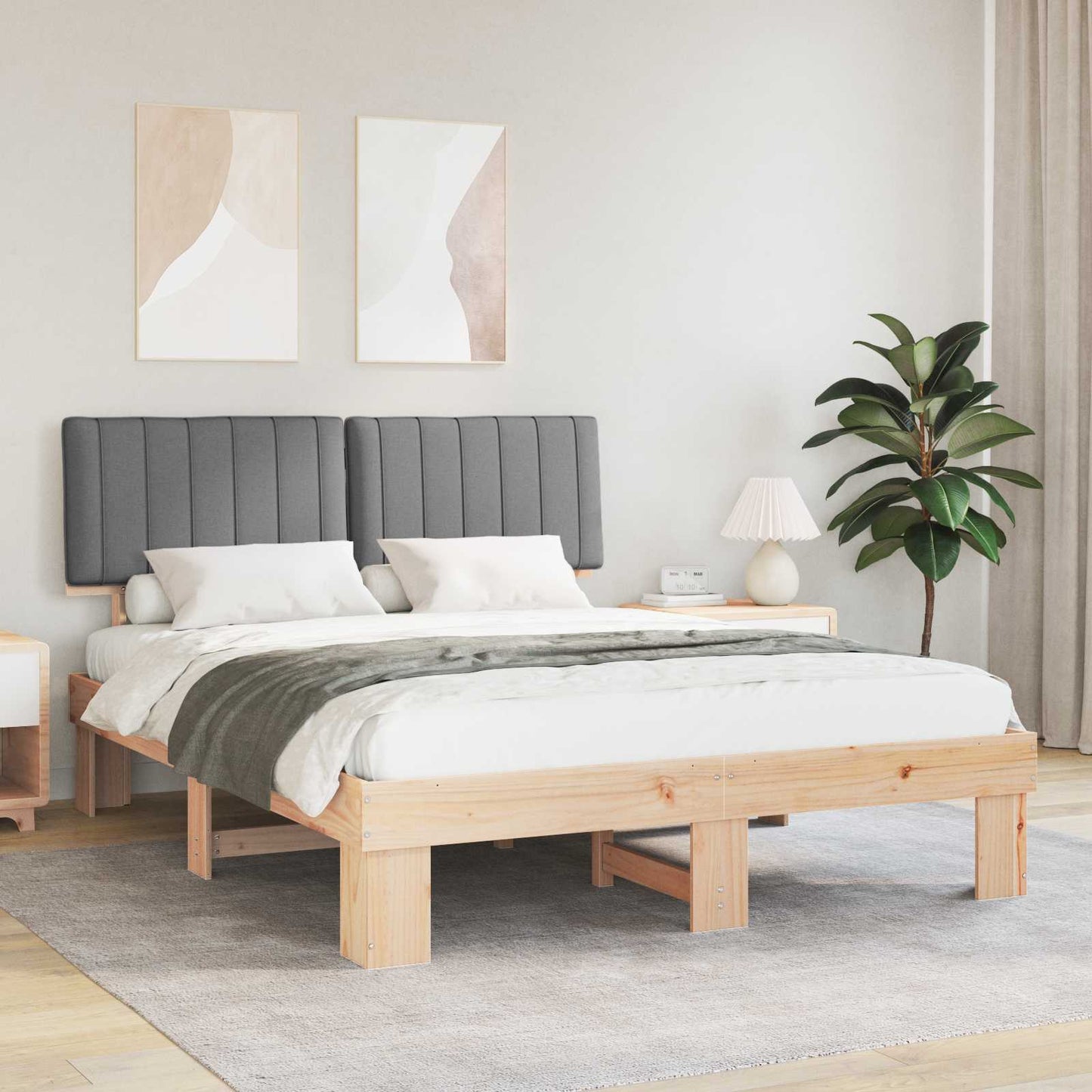Letto con Testiera Rivestita Grigio chiaro 160 x 200 cm | homemem39