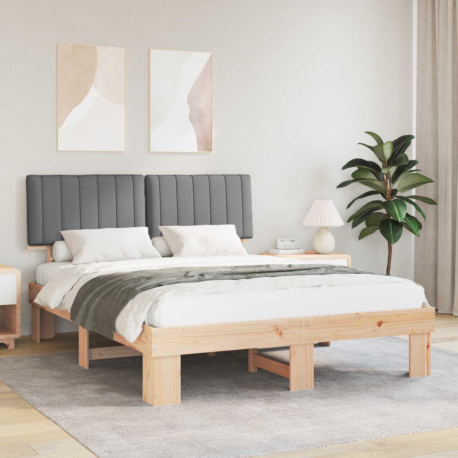 Letto con Testiera Rivestita Grigio chiaro 160 x 200 cm | homemem39