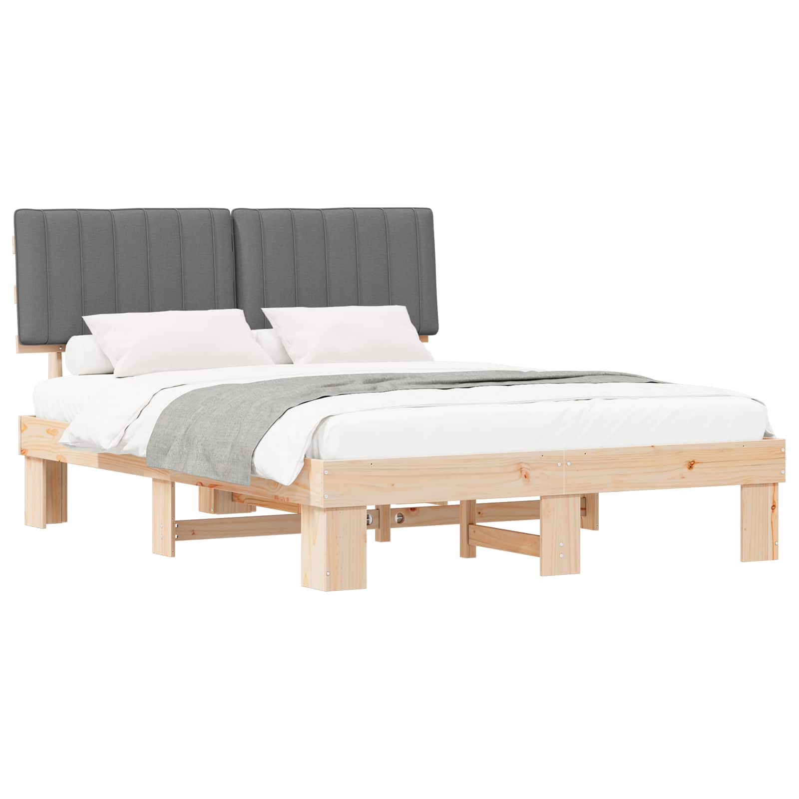 Letto con Testiera Rivestita Grigio chiaro 160 x 200 cm | homemem39