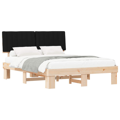 Letto con Testiera Rivestita Nero 160 x 200 cm Pino massello | homemem39