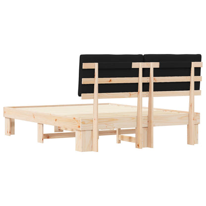 Letto con Testiera Rivestita Nero 160 x 200 cm Pino massello | homemem39