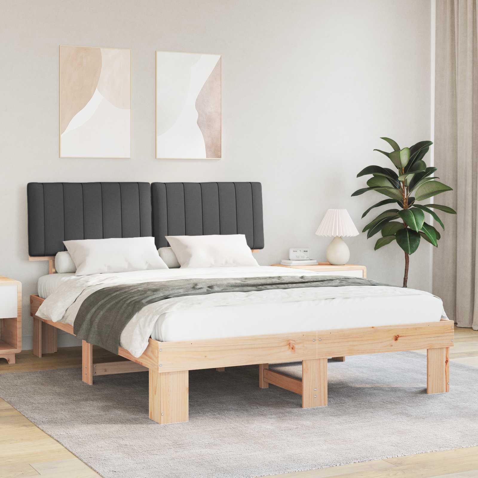 Letto con Testiera Rivestita Grigio scuro 150 x 200 cm | homemem39