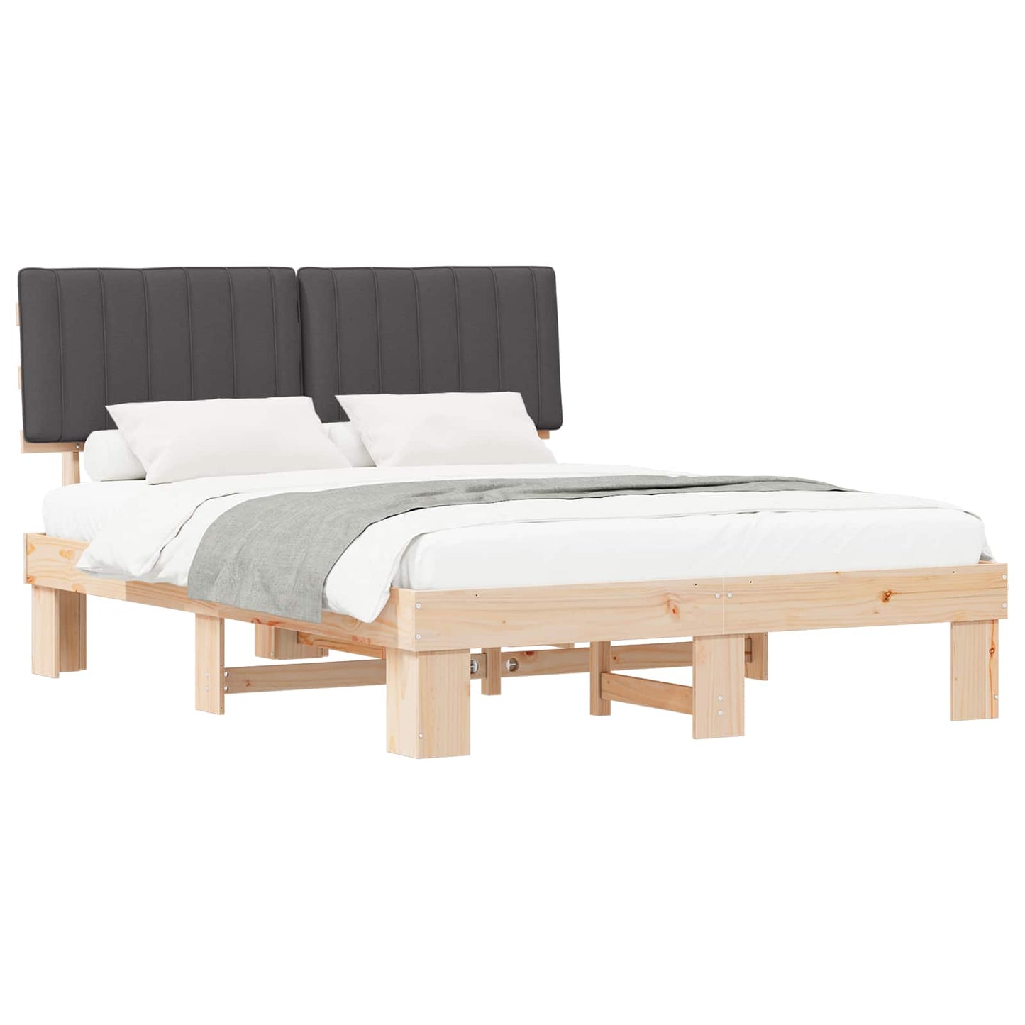 Letto con Testiera Rivestita Grigio scuro 150 x 200 cm | homemem39