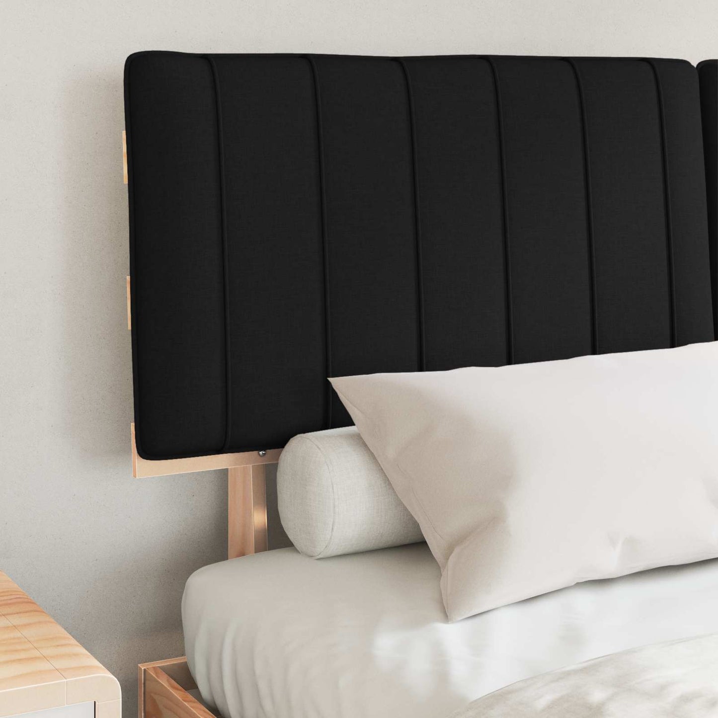 Letto con Testiera Rivestita Nero 150 x 200 cm Pino massello | homemem39