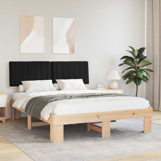 Letto con Testiera Rivestita Nero 150 x 200 cm Pino massello | homemem39