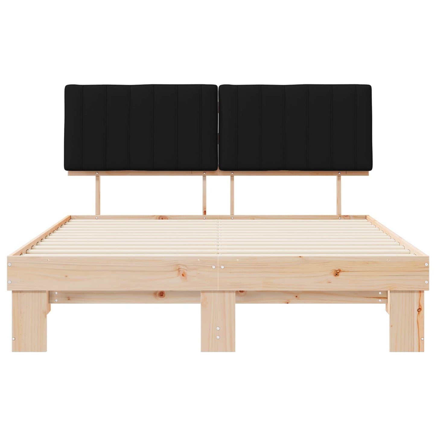 Letto con Testiera Rivestita Nero 150 x 200 cm Pino massello | homemem39