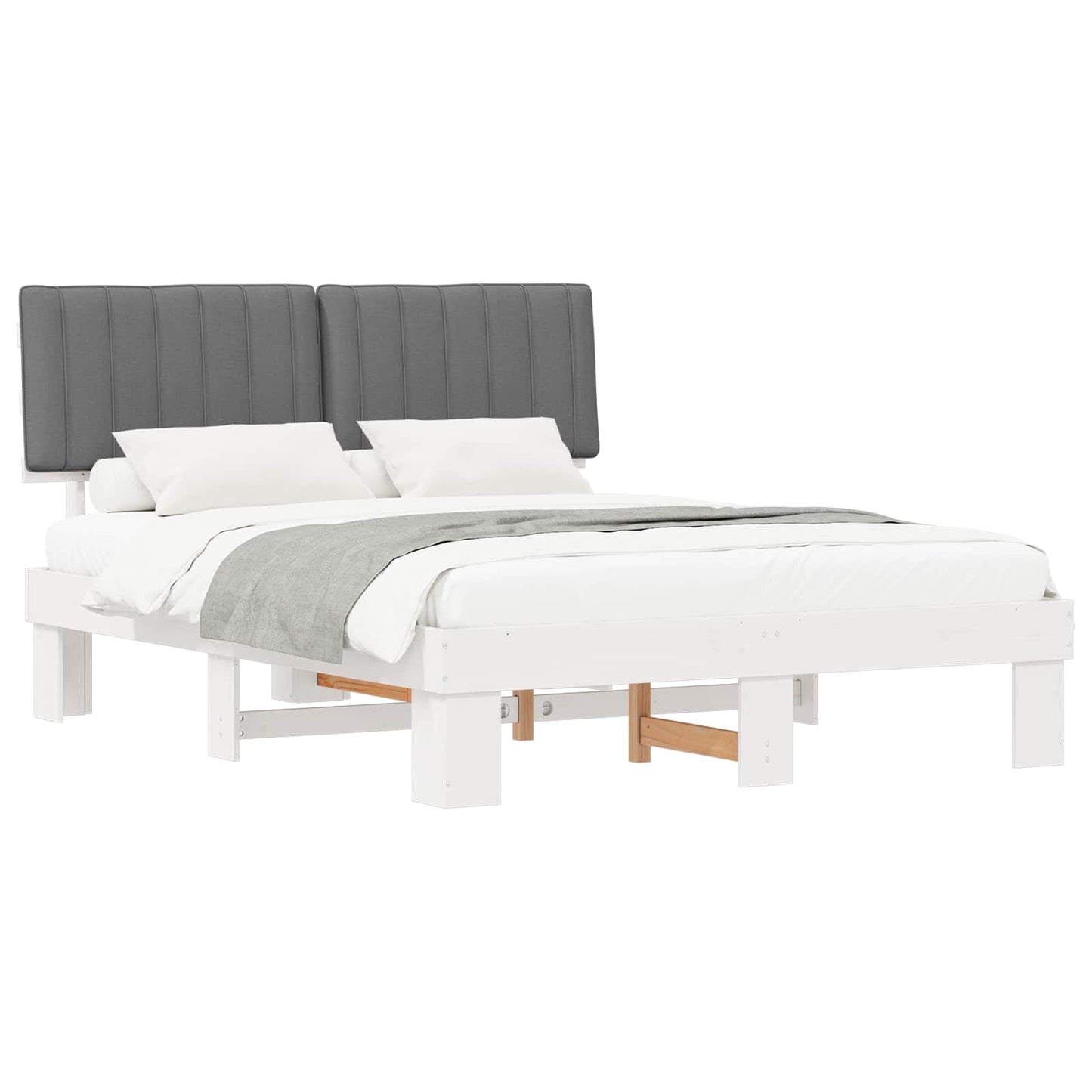 Letto con Testiera Rivestita Grigio chiaro 150 x 200 cm | homemem39