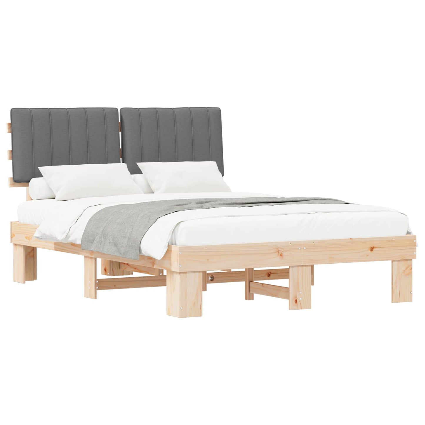 Letto con Testiera Rivestita Grigio chiaro 140 x 200 cm | homemem39