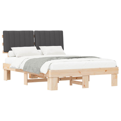 Letto con Testiera Rivestita Grigio scuro 140 x 200 cm | homemem39