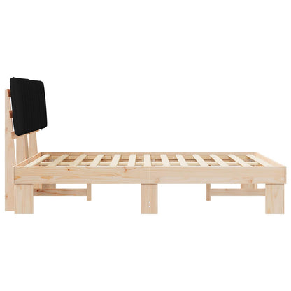 Letto con Testiera Rivestita Nero 140 x 200 cm Pino massello | homemem39