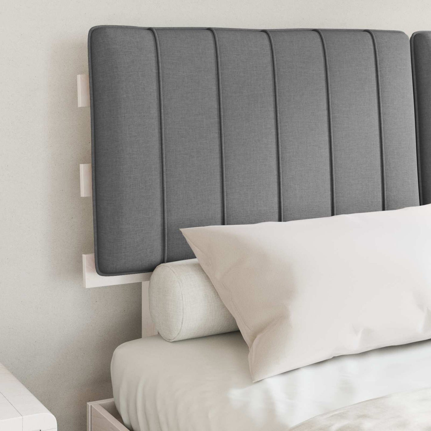 Letto con Testiera Rivestita Grigio chiaro 140 x 200 cm | homemem39