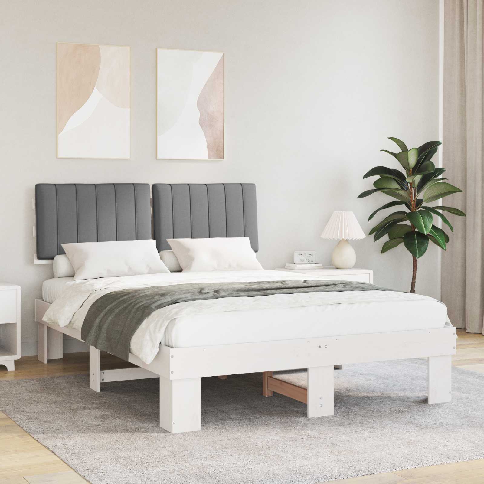 Letto con Testiera Rivestita Grigio chiaro 140 x 200 cm | homemem39