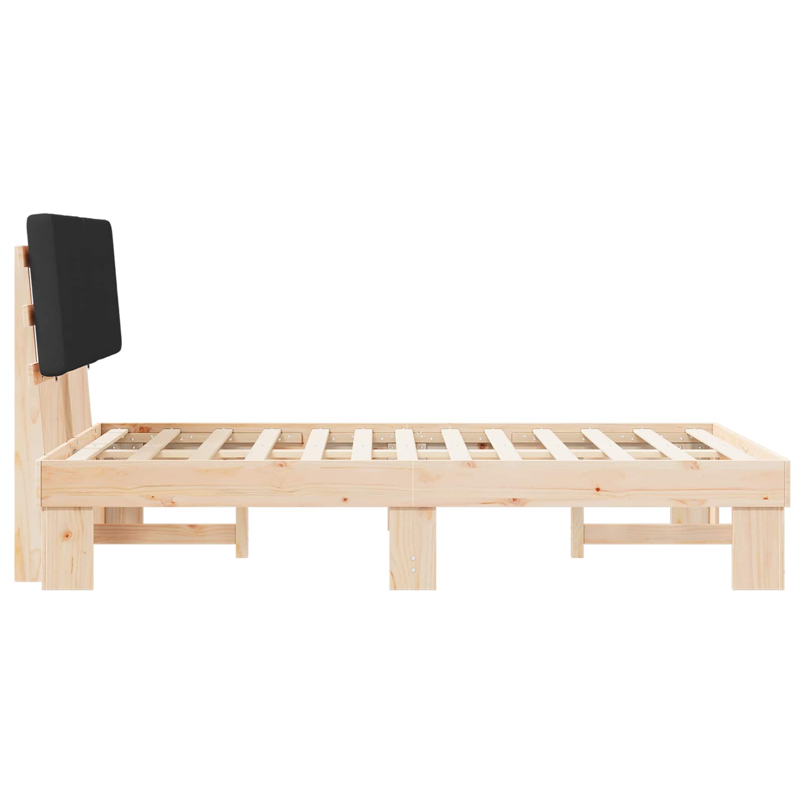 Letto con Testiera Rivestita Nero 120 x 200 cm Pino massello | homemem39