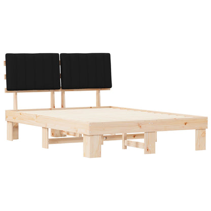 Letto con Testiera Rivestita Nero 140 x 190 cm Pino massello | homemem39
