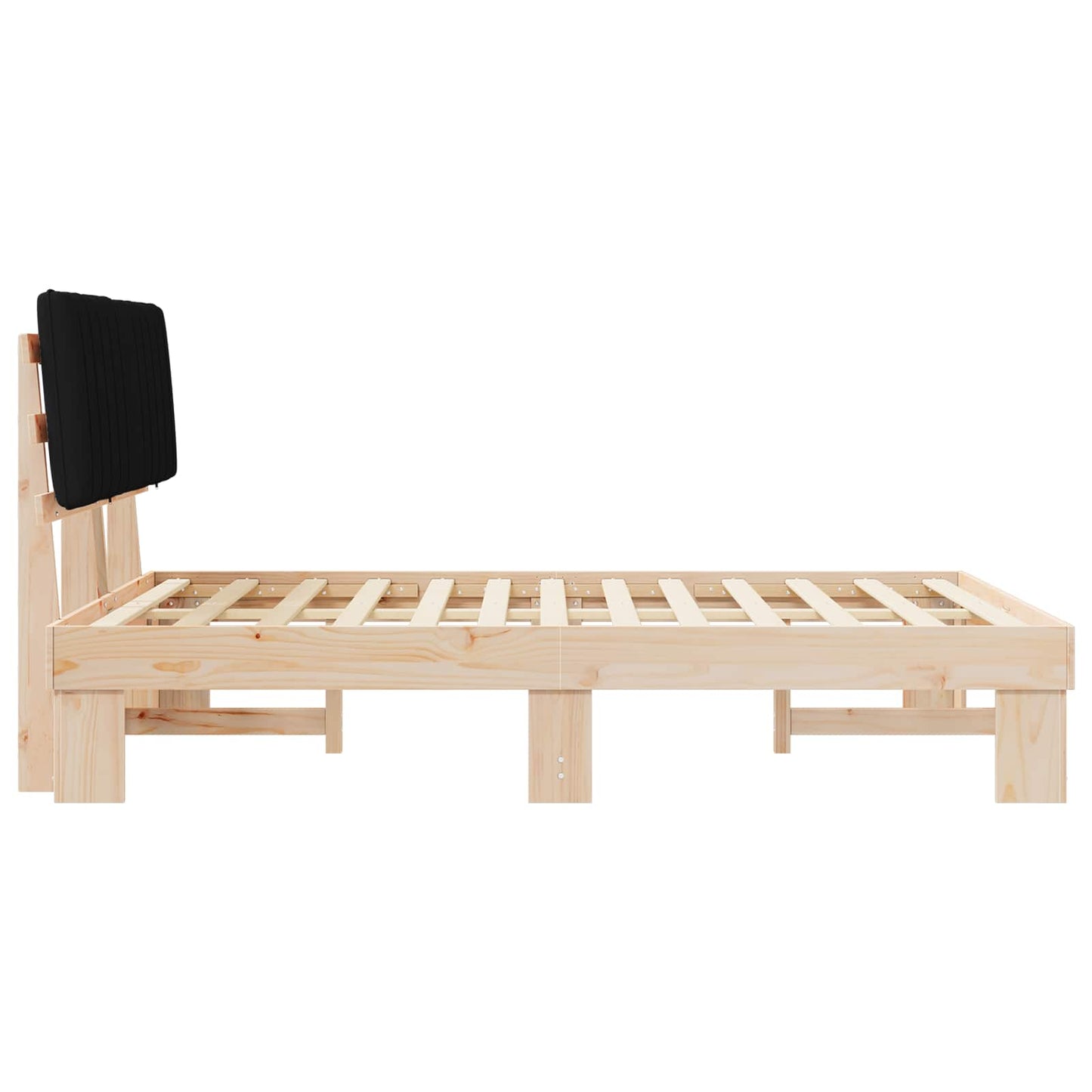 Letto con Testiera Rivestita Nero 140 x 190 cm Pino massello | homemem39