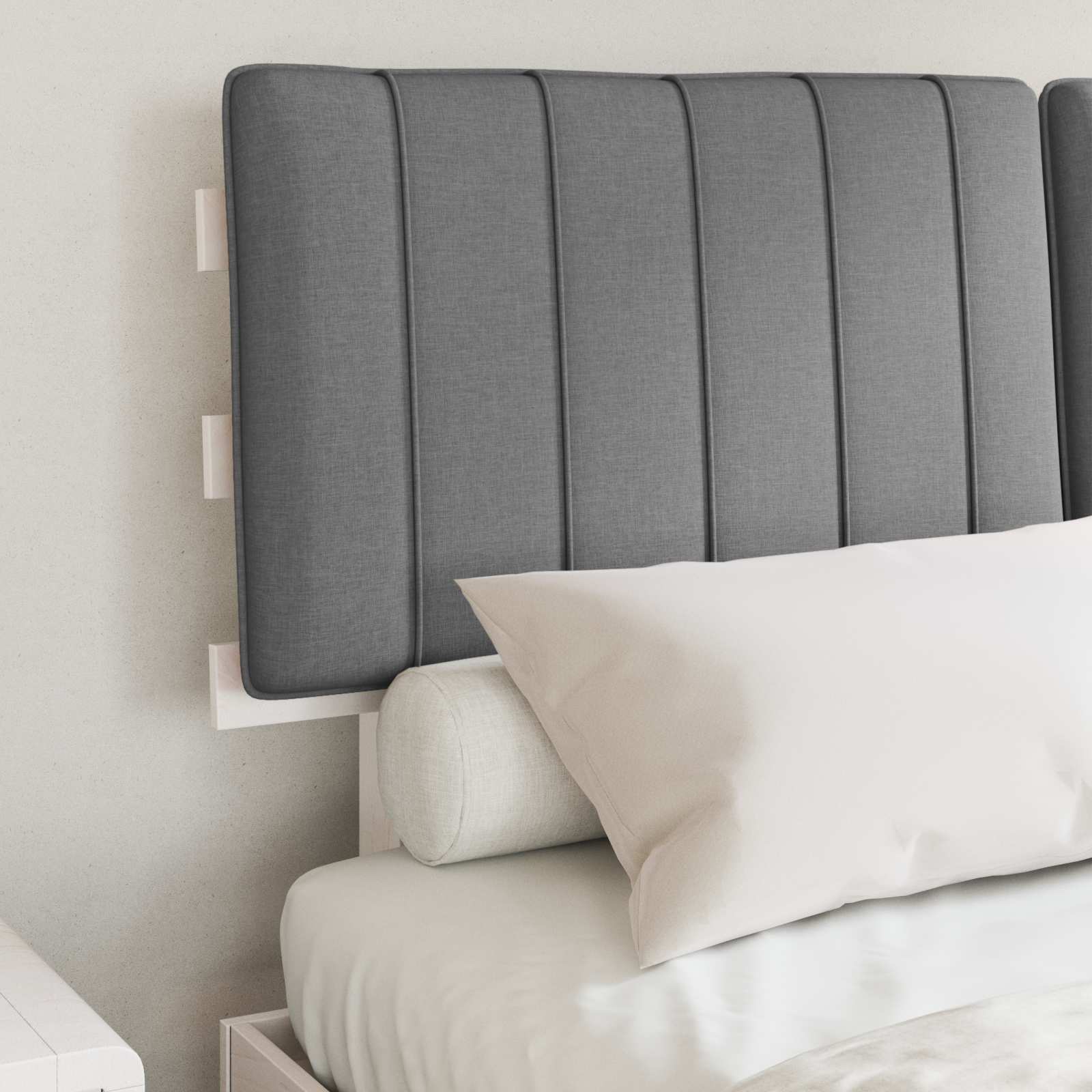Letto con Testiera Rivestita Grigio chiaro 140 x 190 cm | homemem39