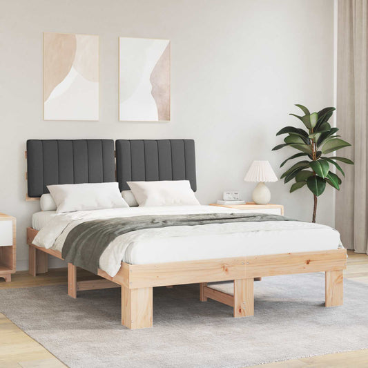 Letto con Testiera Rivestita Grigio scuro 135 x 190 cm | homemem39