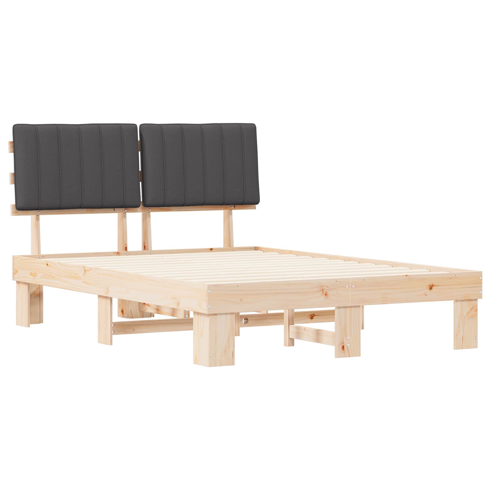 Letto con Testiera Rivestita Grigio scuro 135 x 190 cm | homemem39