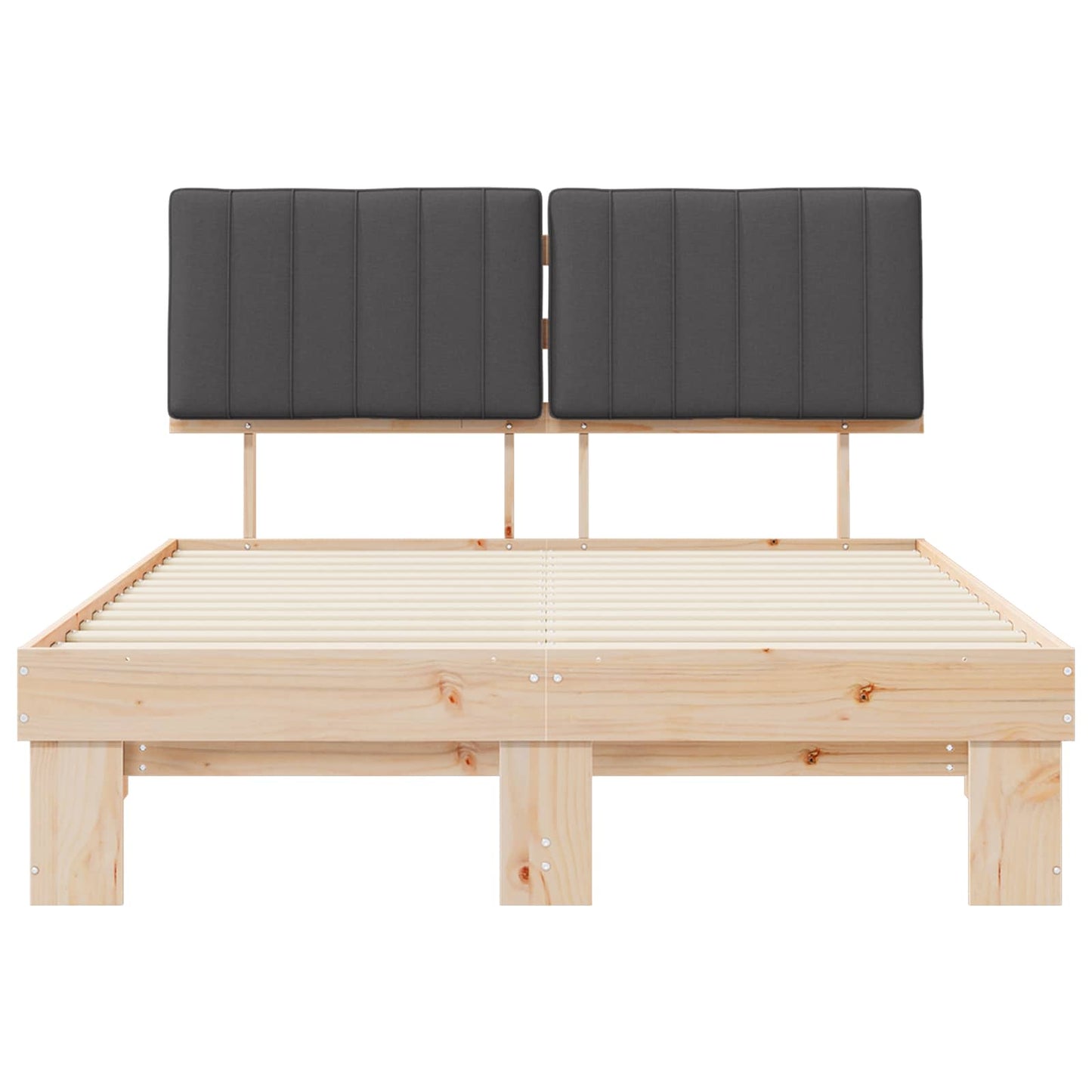 Letto con Testiera Rivestita Grigio scuro 135 x 190 cm | homemem39