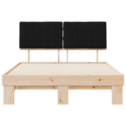 Letto con Testiera Rivestita Nero 135 x 190 cm Pino massello | homemem39