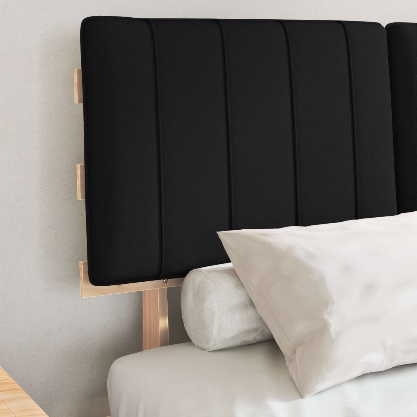 Letto con Testiera Rivestita Nero 120 x 190 cm Pino massello | homemem39