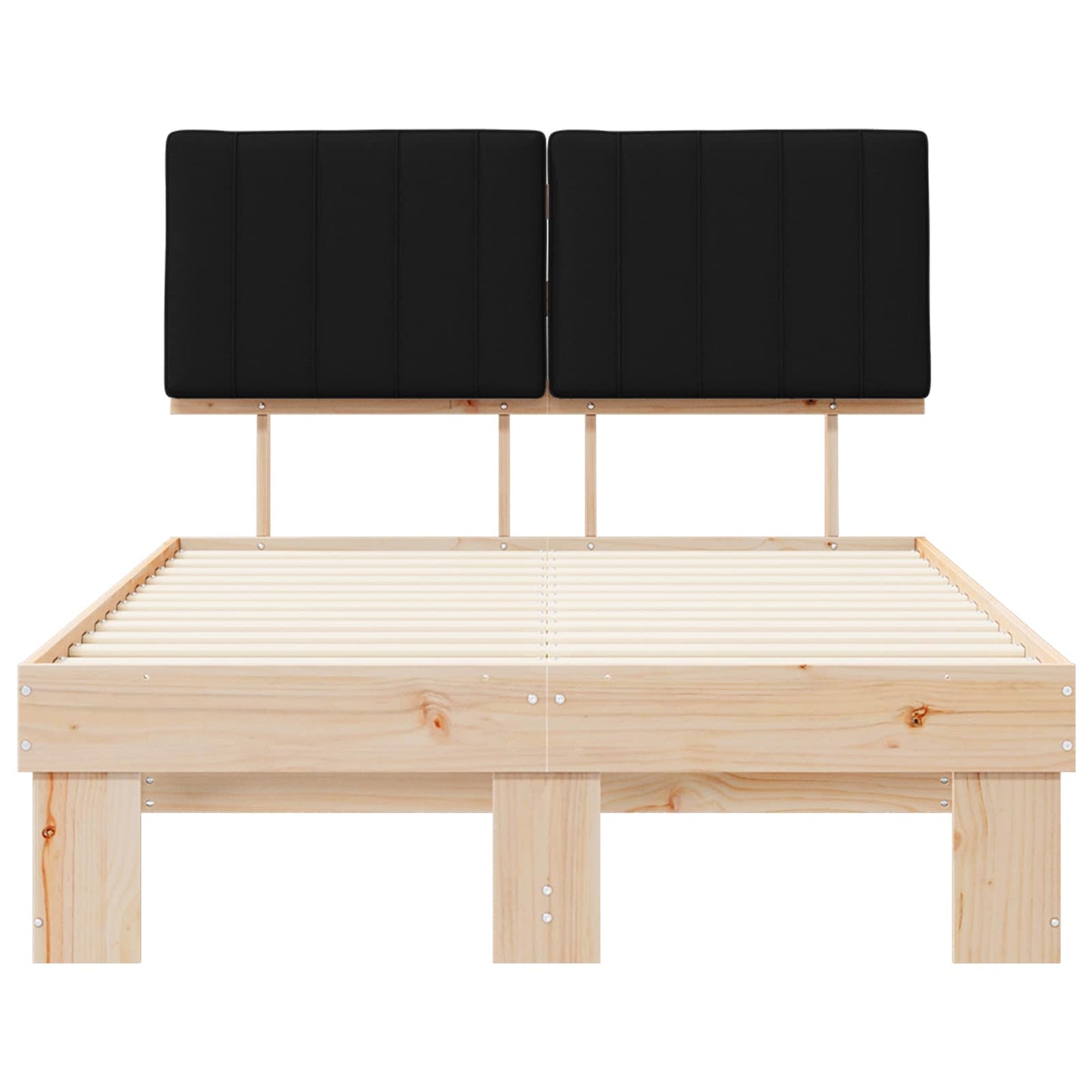 Letto con Testiera Rivestita Nero 120 x 190 cm Pino massello | homemem39