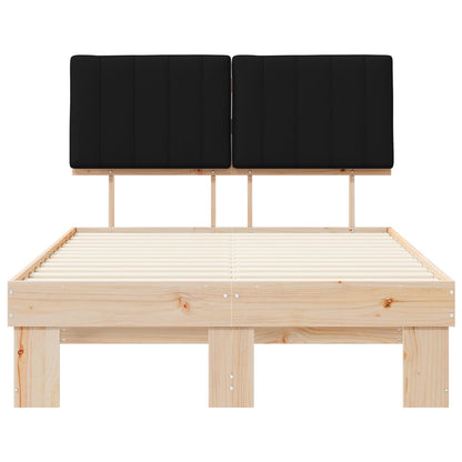 Letto con Testiera Rivestita Nero 120 x 190 cm Pino massello | homemem39