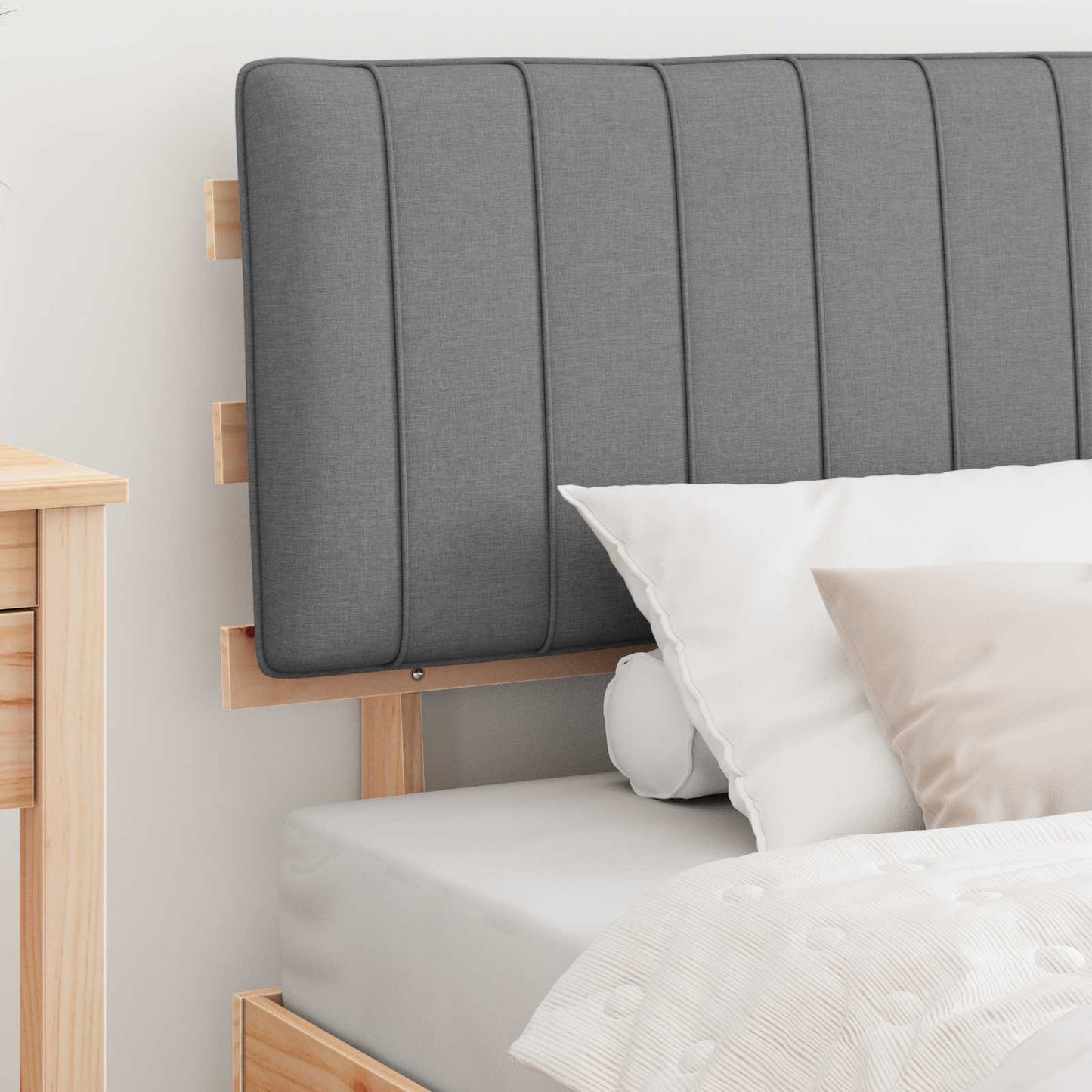 Letto con Testiera Rivestita Grigio chiaro 100 x 200 cm | homemem39