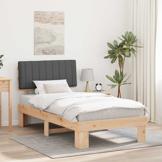 Letto con Testiera Rivestita Grigio scuro 100 x 200 cm | homemem39
