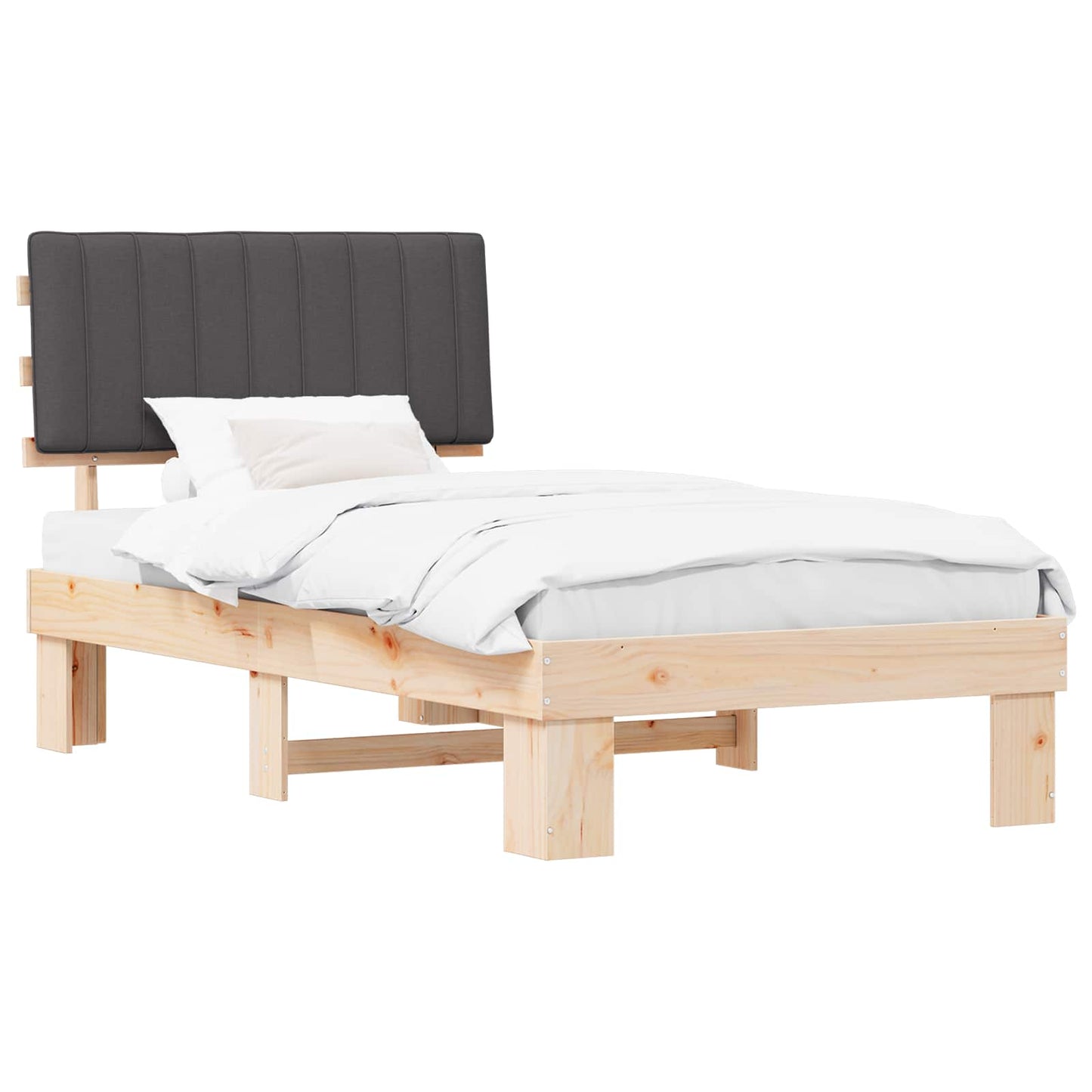 Letto con Testiera Rivestita Grigio scuro 100 x 200 cm | homemem39
