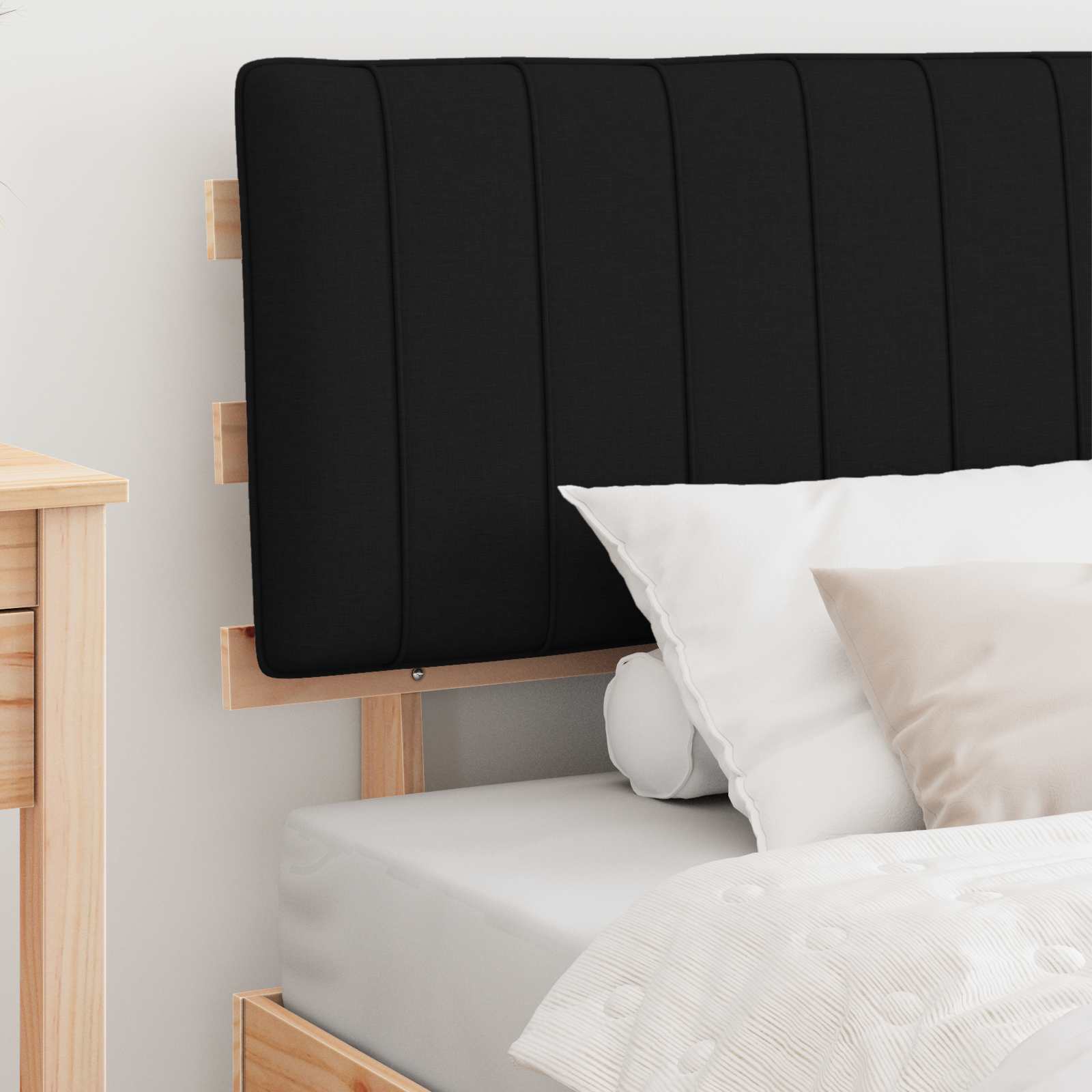 Letto con Testiera Rivestita Nero 100 x 200 cm Pino massello | homemem39