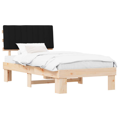 Letto con Testiera Rivestita Nero 100 x 200 cm Pino massello | homemem39