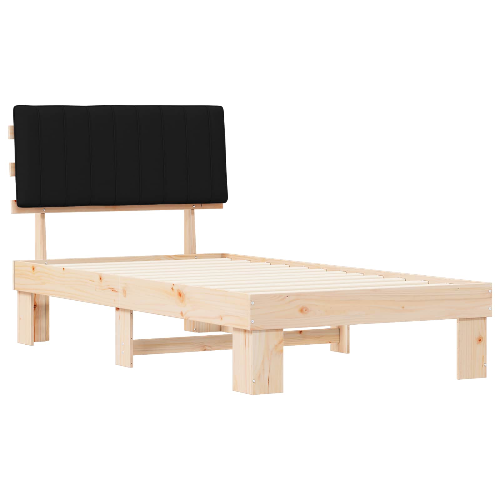 Letto con Testiera Rivestita Nero 100 x 200 cm Pino massello | homemem39