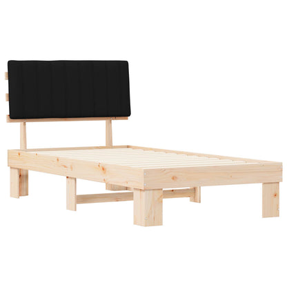 Letto con Testiera Rivestita Nero 100 x 200 cm Pino massello | homemem39