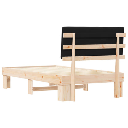 Letto con Testiera Rivestita Nero 100 x 200 cm Pino massello | homemem39