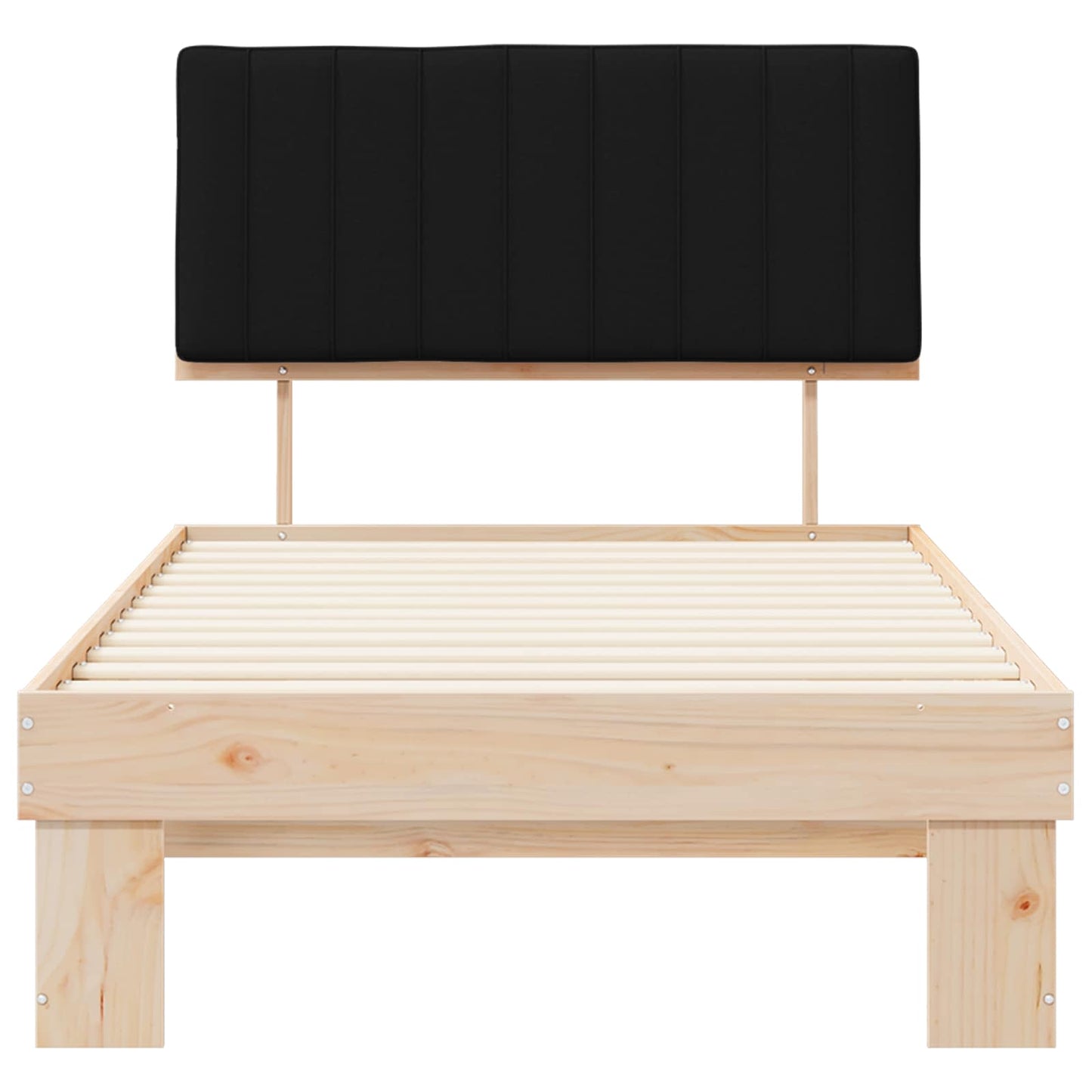 Letto con Testiera Rivestita Nero 100 x 200 cm Pino massello | homemem39