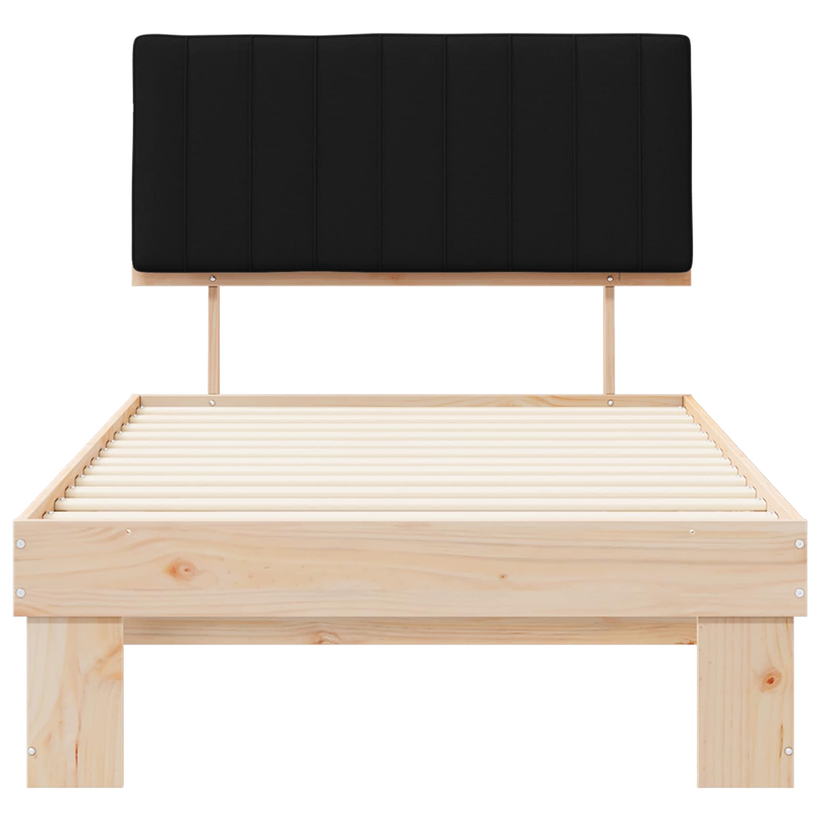 Letto con Testiera Rivestita Nero 100 x 200 cm Pino massello | homemem39