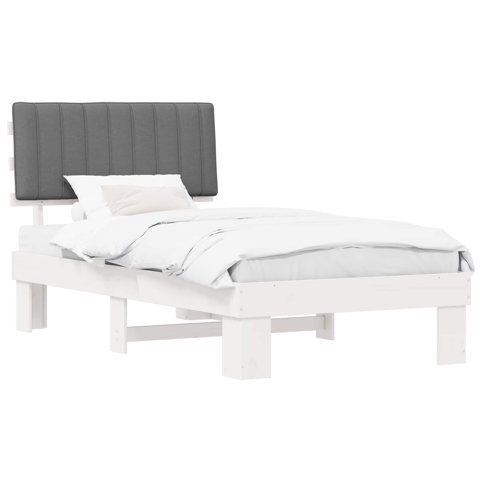 Letto con Testiera Rivestita Grigio chiaro 100 x 200 cm | homemem39