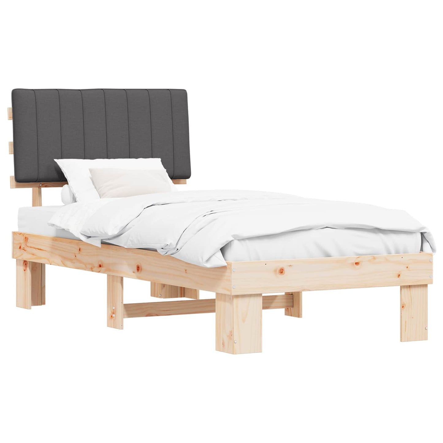 Letto con Testiera Rivestita Grigio scuro 90 x 200 cm | homemem39