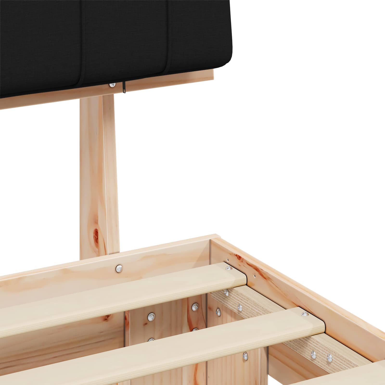 Letto con Testiera Rivestita Nero 90 x 200 cm Pino massello | homemem39