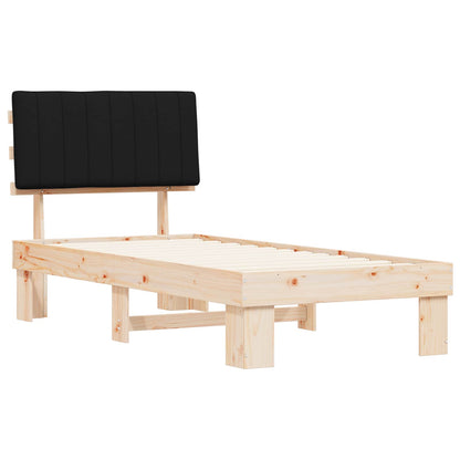 Letto con Testiera Rivestita Nero 90 x 200 cm Pino massello | homemem39